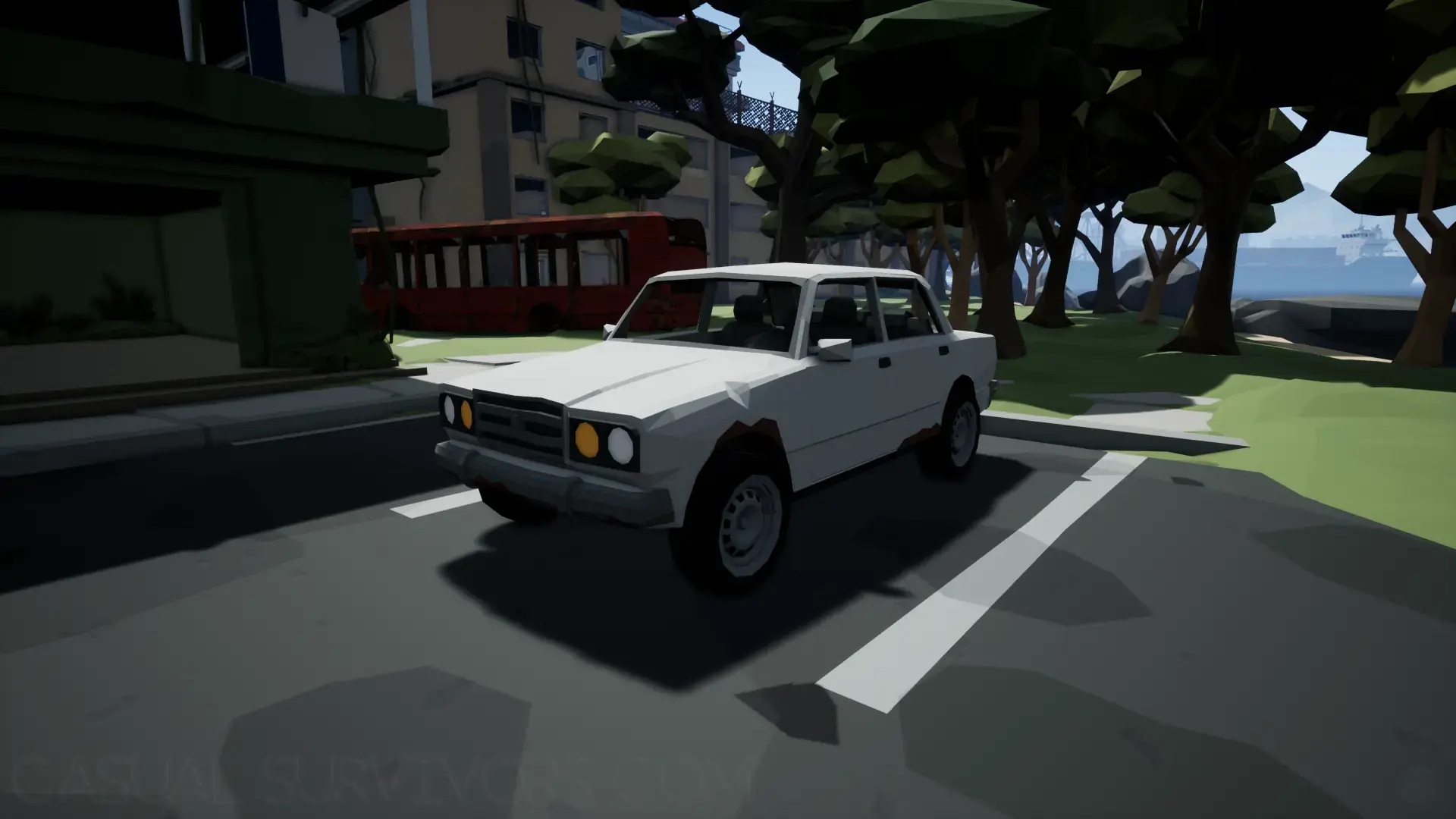 Deadpoly White Sedan