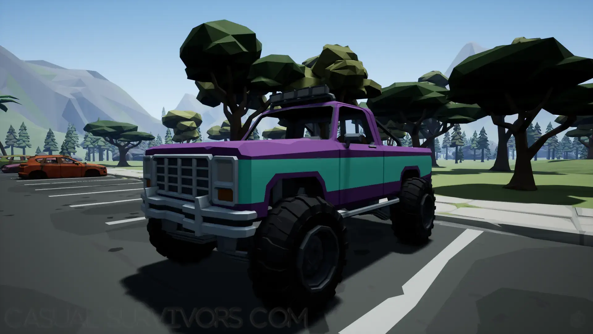 Deadpoly Purple Blue-Stripe Truck